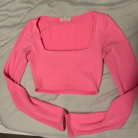 pink long sleeve crop top - Picture 1 of 4